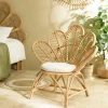 Fauteuils En Rotin|MANY Fauteuil en rotin bohême avec coussin blanc