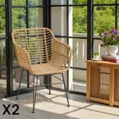 Meubles De Cuisine·Chaises|Chaises Contemporaines|GRENADE Fauteuil en rotin synthétique (lot 2)