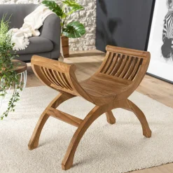 Fauteuils En Tissu|DIKA Fauteuil exotique en Teck et Coton noir 61x63x81cm