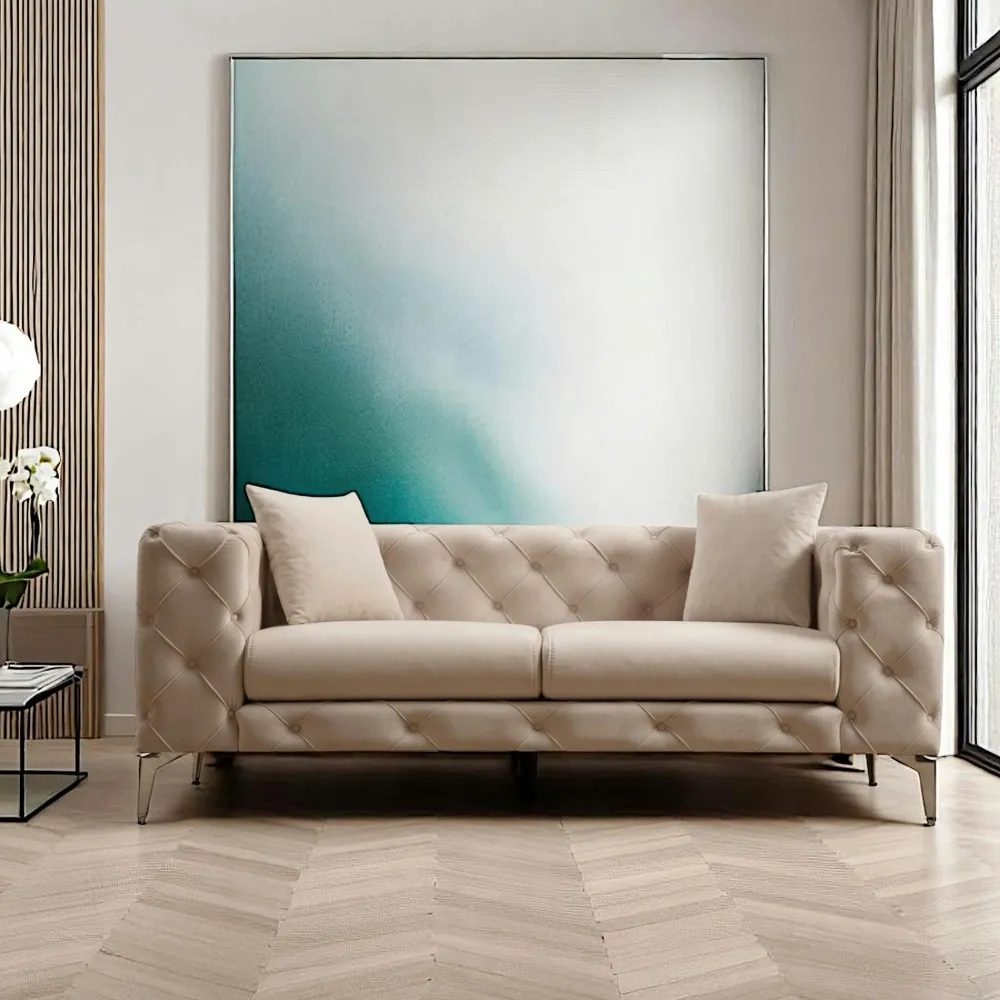 Fauteuils En Tissu|DOVER Fauteuil gris en velours capitonné