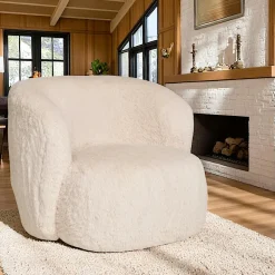 Fauteuils En Tissu|BERLIN Fauteuil marron en tissu bouclette