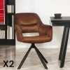 Chaises Velours|Chaises Capitonnées|IENA Fauteuil pivotant bi-matière, couleur cuivre (lot de 2)
