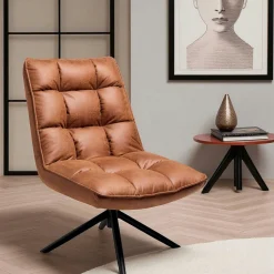 Fauteuils Vintage|KERALA Fauteuil pivotant camel - confort salon