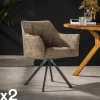 Univers Déco·Design Contemporain|Chaises Avec Accoudoirs|Melbourne Fauteuil pivotant de table en bouclette cannelle (lot de 2)