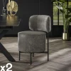 Univers Déco·Design Contemporain|Chaises Contemporaines|GALWAY Fauteuil pivotant rond en bouclette grise (lot de 2)