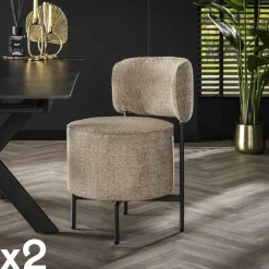 Univers Déco·Design Contemporain|Chaises Contemporaines|GALWAY Fauteuil pivotant rond en bouclette grise (lot de 2)