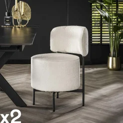 Univers Déco·Design Contemporain|Chaises Contemporaines|GALWAY Fauteuil pivotant rond en bouclette grise (lot de 2)