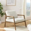 Fauteuils En Tissu|Chaises Bouclettes|TIM Fauteuil relax en bois coussin tissu bouclette écru