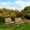 Transats / Bains De Soleil|SUMMER Fauteuil relax teck et cordes tressées beiges (lot de 2)