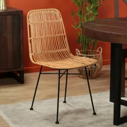 Fauteuils En Rotin|Bogor Fauteuil rotin pieds métal noir