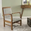 Fauteuils En Tissu|DIKA Fauteuil Teck assise tissu coton motifs géométriques façon nids d'abeilles 61x63x81cm