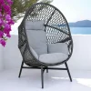 Fauteuils Suspendus|SOUTH BEACH Fauteuil œuf sur pieds finition noire
