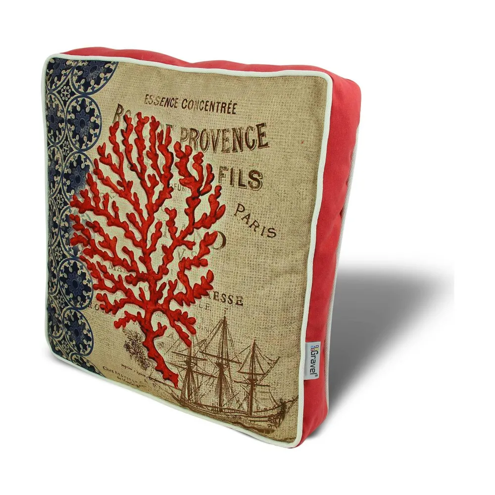 Textile·Galettes De Chaise|IZMIR Galette de chaise vintage – corail rouge