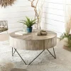 Tables Basses Rondes|Jaipur Grande table basse teck forme ronde D90