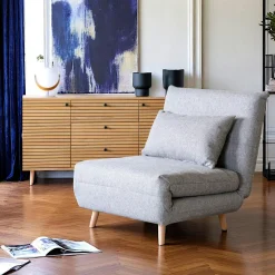 Fauteuils En Tissu|BERLIN Gros fauteuil design gris