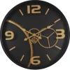 Horloges| Horloge engrenages noir et or