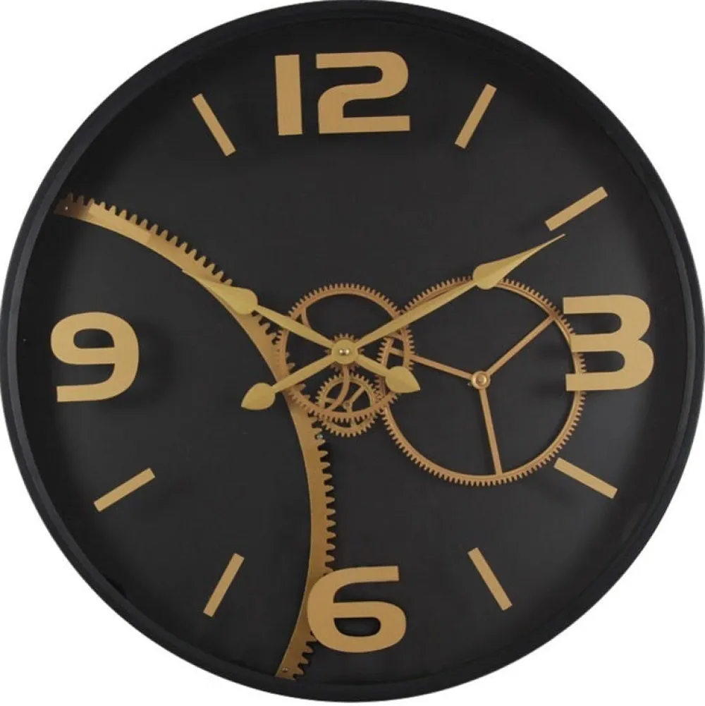 Horloges| Horloge engrenages noir et or