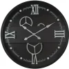 Horloges| Horloge murale noire et argent avec chiffres romains