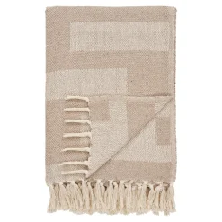 Textile·Plaids / Jetés|FALLON Jeté de canapé beige & brun à franges - 130x180