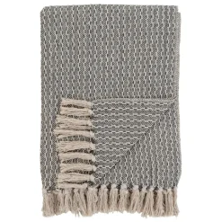 Textile·Plaids / Jetés|FALLON Jeté de canapé gris à losanges - franges, 130x160 cm