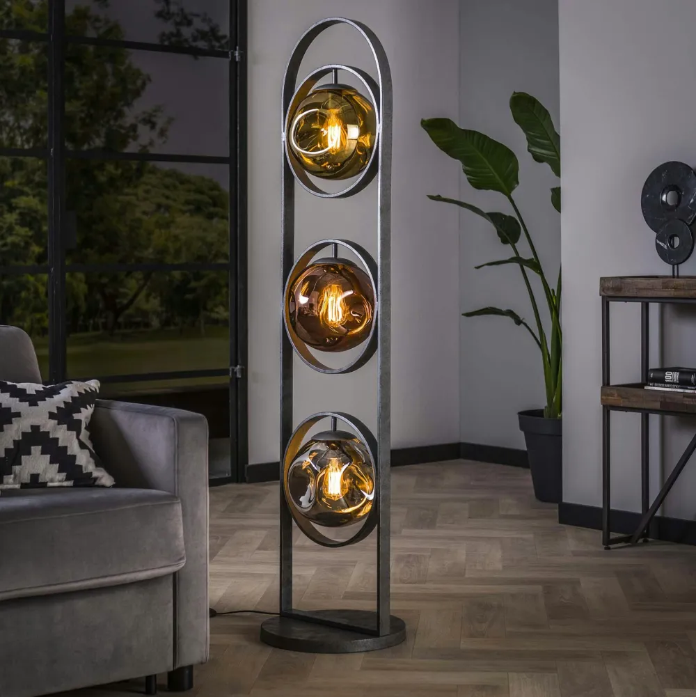 Lampadaires|Lampes À Poser·Lampe Style Industriel|Niagara Lampadaire d'angle 5 abat-jour en verre déformé