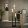 Lampadaires|RALF Lampadaire design en verre chromé, 3 abat-jour cylindriques