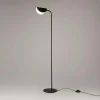 Lampadaires|LENORE Lampadaire design noir - abat jour plié, interrupteur