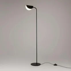 Lampadaires|LENORE Lampadaire design noir - abat jour plié, interrupteur