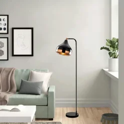 Lampadaires|SILE Lampadaire design noir et doré à tête orientable