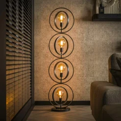 Lampadaires|Lampes À Poser·Lampe Style Industriel|TRIBECA Lampadaire industriel anneaux doubles 4 lampes