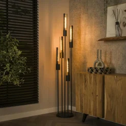 Lampadaires|Lampes À Poser·Lampe Style Industriel|RALF Lampadaire noir avec 7 abat-jour forme tube