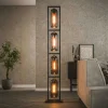 Lampadaires|NOVA Lampadaire salon 4 lampes verre fumé et métal cuivré