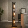 Lampadaires|NOVA Lampadaire salon 3 lampes verre fumé et métal cuivré