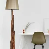 Lampadaires|ANZIO Lampadaire salon en bois sculpté abat-jour beige