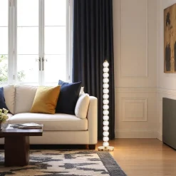 Lampadaires|BELLA Lampadaire salon en verre - LED, perles ciselées