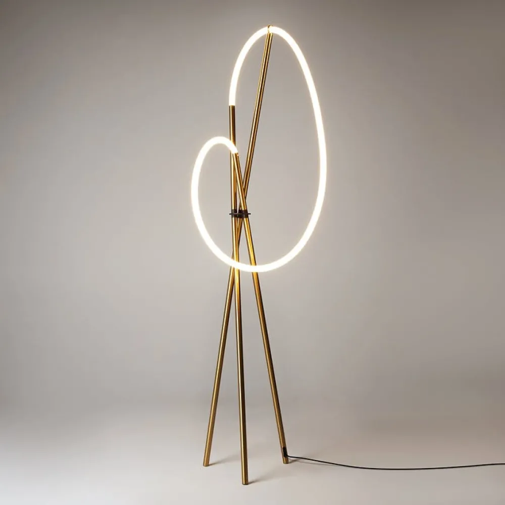 Lampadaires|AURORA Lampadaire tige LED noir avec 1 tube lumineux