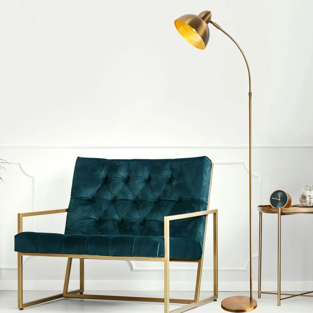 Lampadaires|SILE Lampadaire vintage noir & doré avec abat-jour orientable