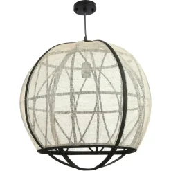 Suspensions / Lustres| Lampe boule noire et blanche