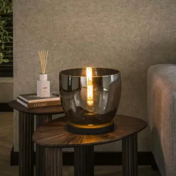 Lampadaires|Niagara Lampe de salon moderne avec vasque en verre gris fumé 27 cm