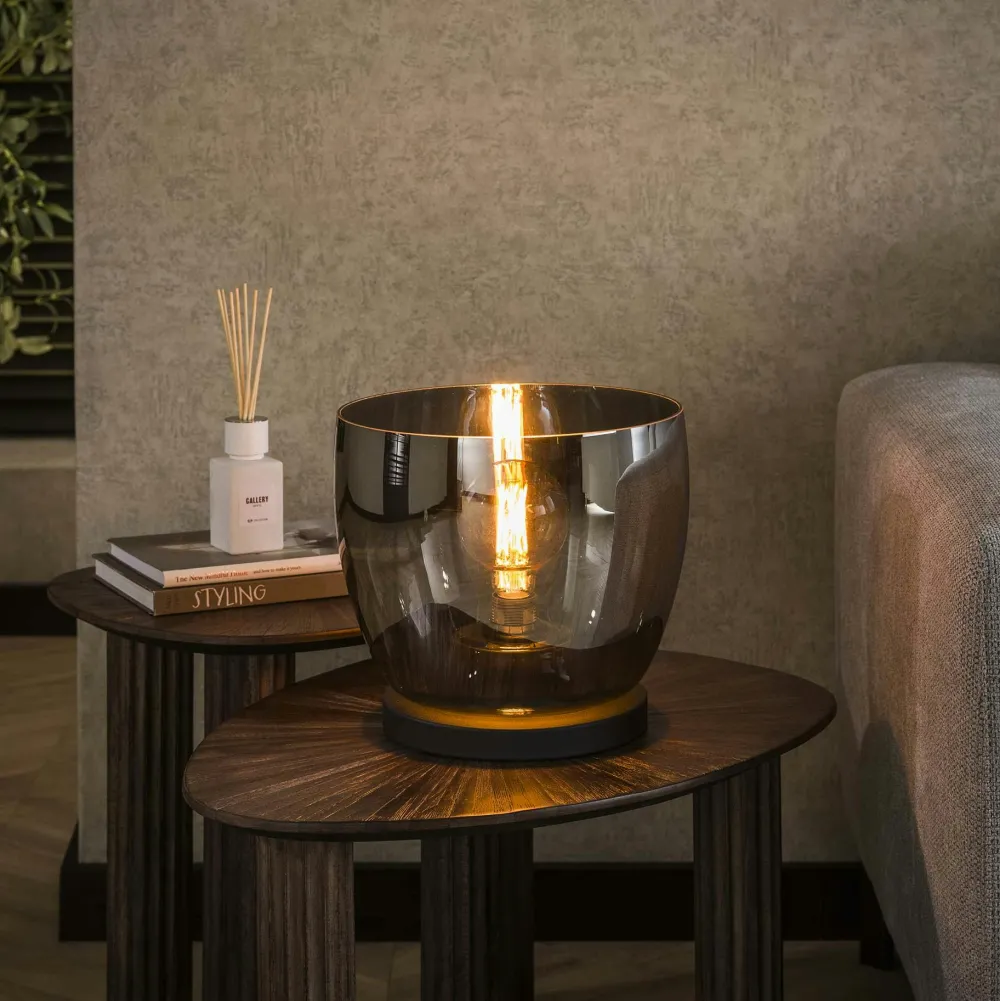 Lampadaires|Niagara Lampe de salon moderne avec vasque en verre ambré 27 cm