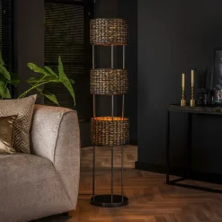 Lampadaires|TASMANIE Lampe sur pied en jacinthe d'eau 3 abat-jour