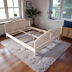 Lits 2 Places|Maori Lit 2 places Hévéa pour couchage 160x200, tête et pied de lit arrondis 170x210x89cm TRADITION