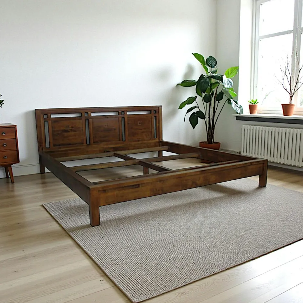 Lits 2 Places|Tessa Lit 2 places Hévéa pour couchage 180x200 194x214x86cm