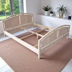 Lits 2 Places|Maori Lit 2 places Hévéa pour couchage 140x190, tête et pied de lit arrondis 150x200x81cm TRADITION