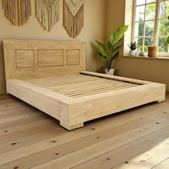 Lits 2 Places|Olga Lit 2 places Hévéa pour couchage 180x200 222x226x110cm