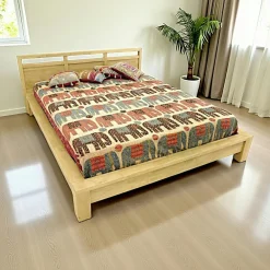 Lits 2 Places|Helena Lit 2 places Hévéa pour couchage 140x190 162x212x30cm