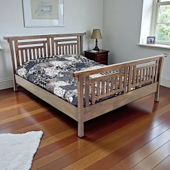 Lits 2 Places|Maori Lit 2 places Pagode Hévéa pour couchage 140x190 pieds évasés 170x203x106cm