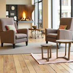 Bouts De Canapé En Bois|Sixties Lot de 2 tables d'appoint rondes Hévéa D50xH55cm