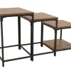 Sellettes En Métal|Tables D'Appoint En Métal|Loft / Loft Colors Lot de 3 Tables Gigognes / Sellettes en Hévéa recyclé naturel et métal 55x45x70cm LOFT