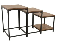 Sellettes En Métal|Tables D'Appoint En Métal|Loft / Loft Colors Lot de 3 Tables Gigognes / Sellettes en Hévéa recyclé naturel et métal 55x45x70cm LOFT